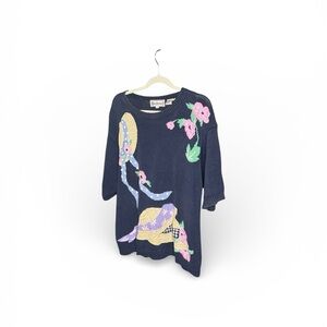 Bechamel Navy Floral Appliqué Crewneck Sweater